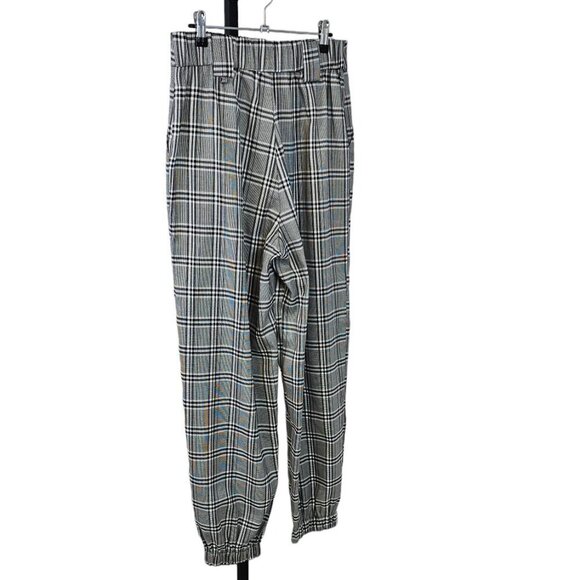 I.AM.GIA Womens Cobain Pants Size Large Plaid Check Black White Jogger High Rise - Picture 2 of 9